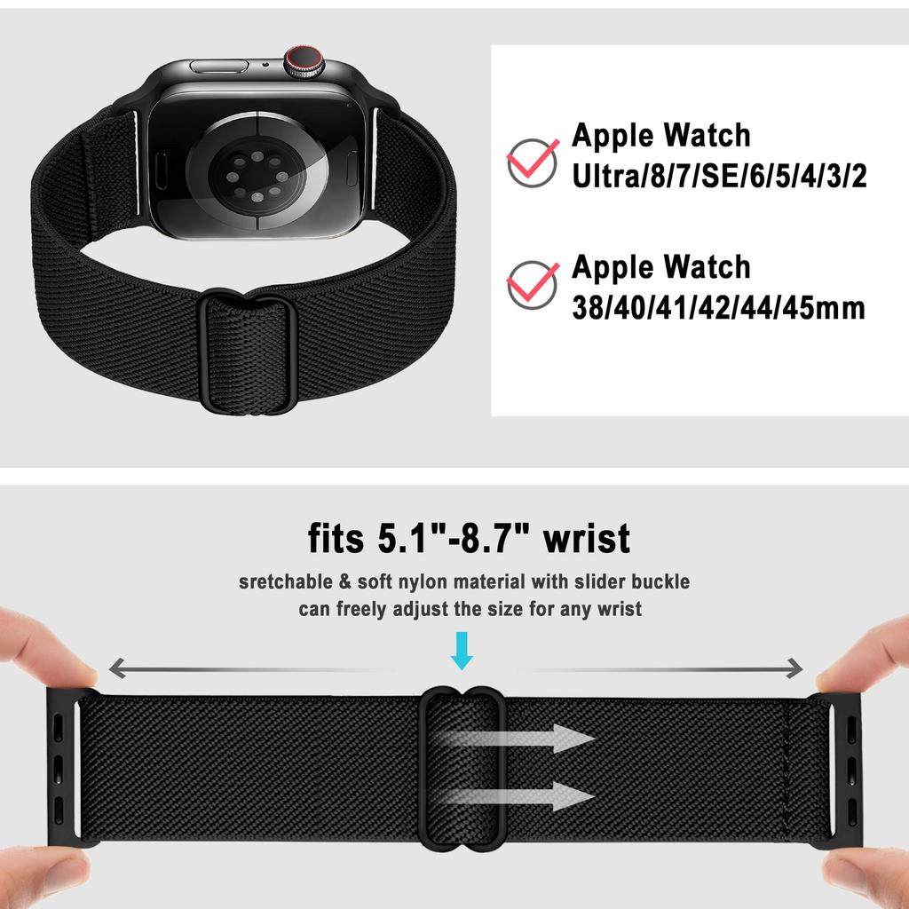 Elastische Nylonband voor Apple watch 10 band 44mm 40mm 49mm 45mm 41mm 46mm correas armband iWatch serie 3 5 6 se 7 8 9 ultra 2