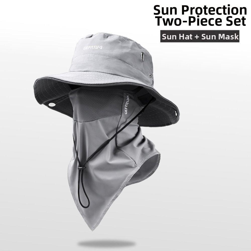 Adjustable Fisherman Hat Sun-Protective Face Mask Hot Fisherman s Face Covering  Unisex серый