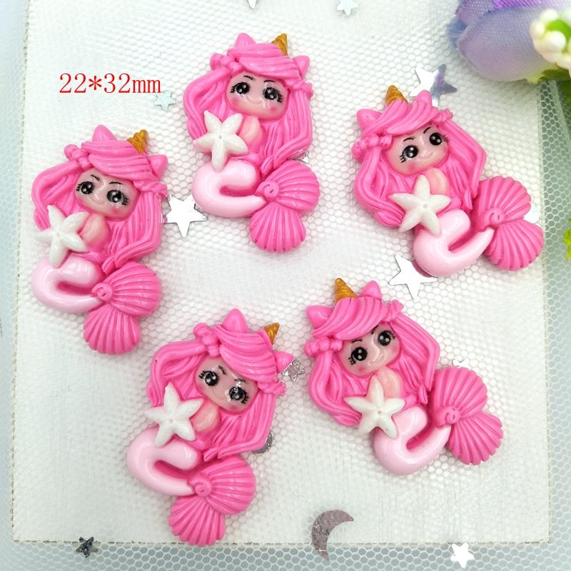 10pcs Mixed Cartoon Princess Mermaidl Flatback Resin Cabochons Embellishments Scrapbook Craft DIY Hair Accessories
