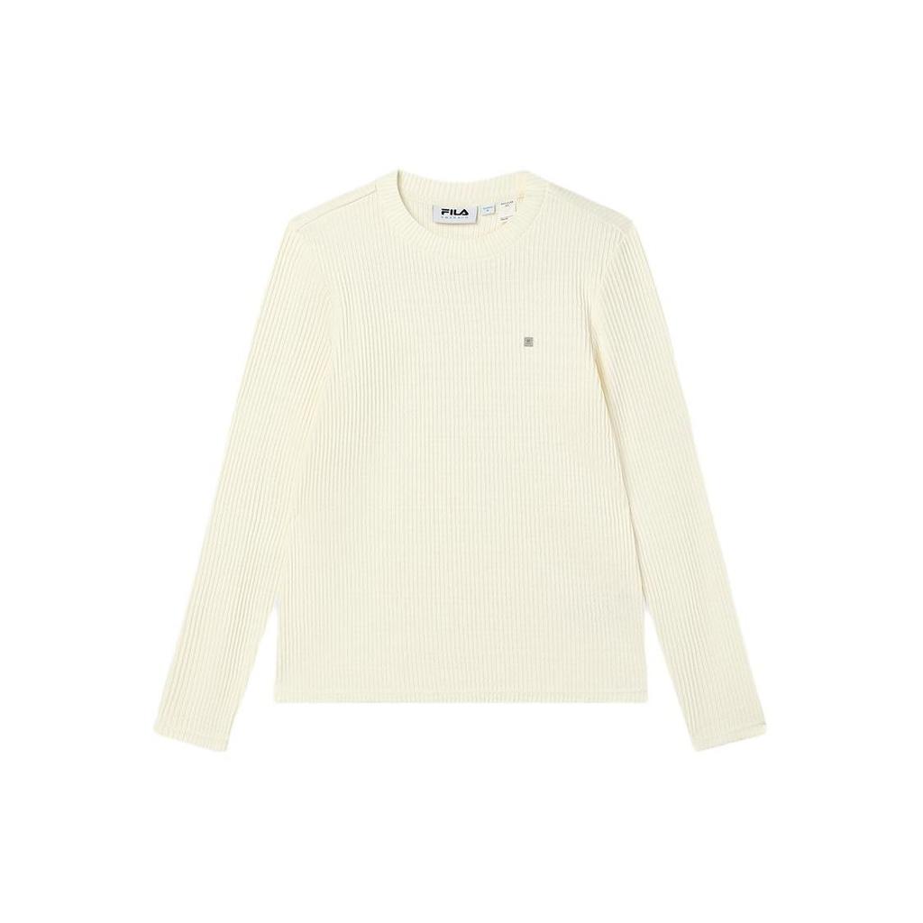 Fila 2023 Winter New Knit Long Sleeve Top Fashion Casual Women Tops Mist-Lotus-White F11W344204F-IV