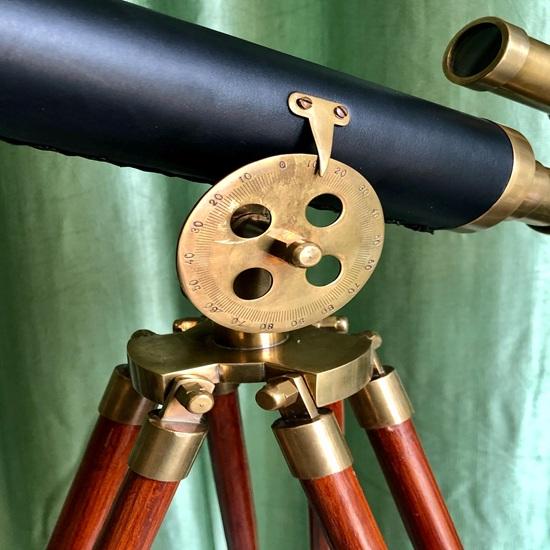 Navy Brass Telescope Nautical Wooden Tripod Decor