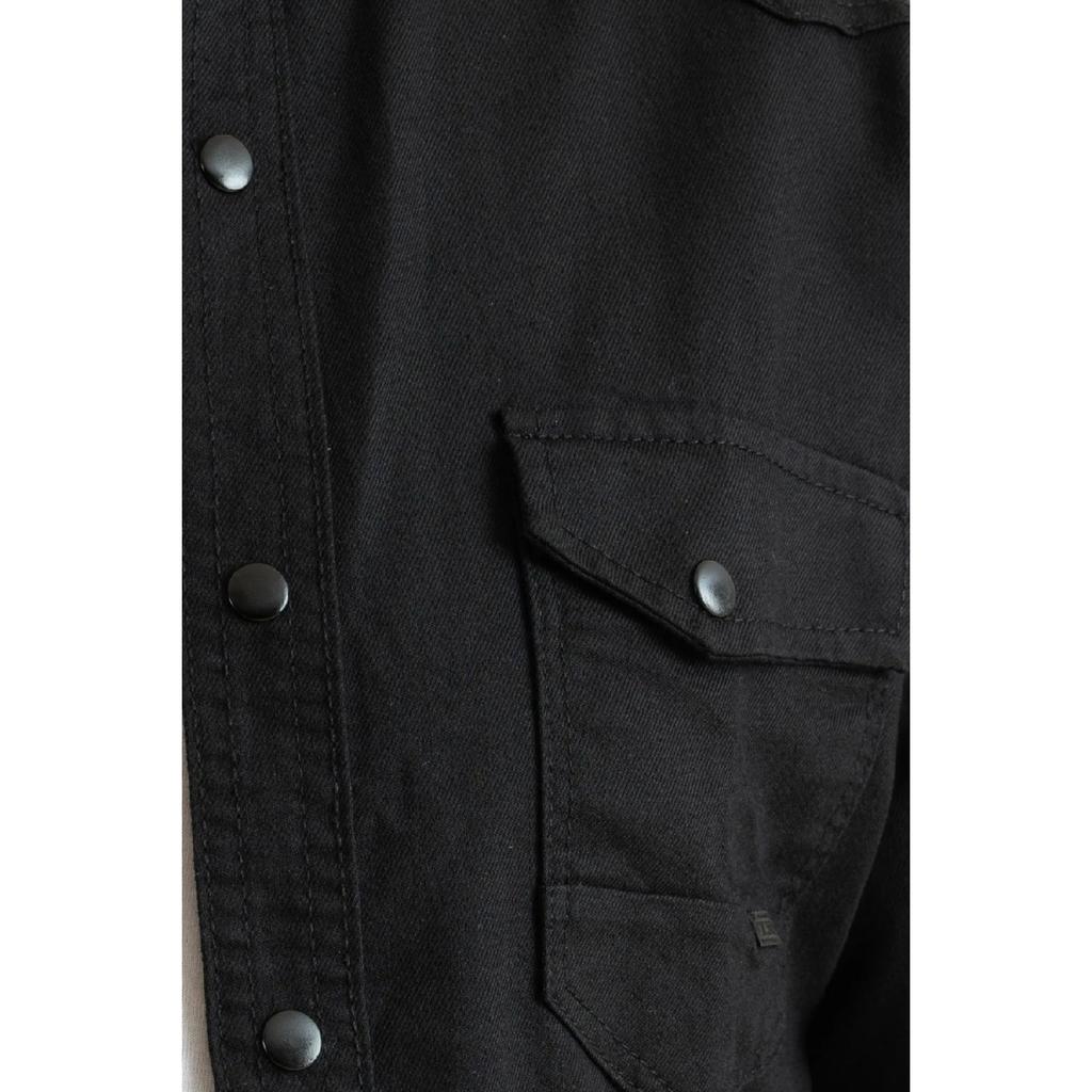 Bombe Yxc Trend Maker Herren-Jeanshemd aus Baumwolle, schmale Passform, enge Passform, Schwarz