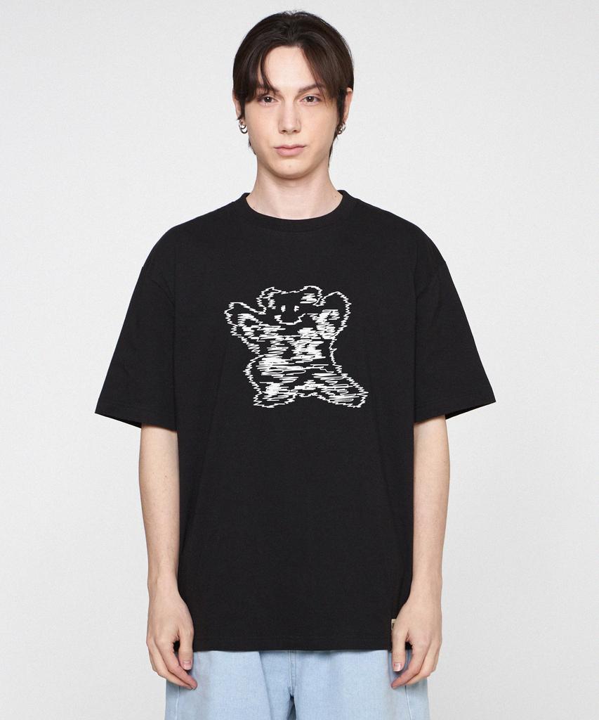 GRAVER [Unisex] Line Big Bear Smile Short Sleeve T-Shirt_Black