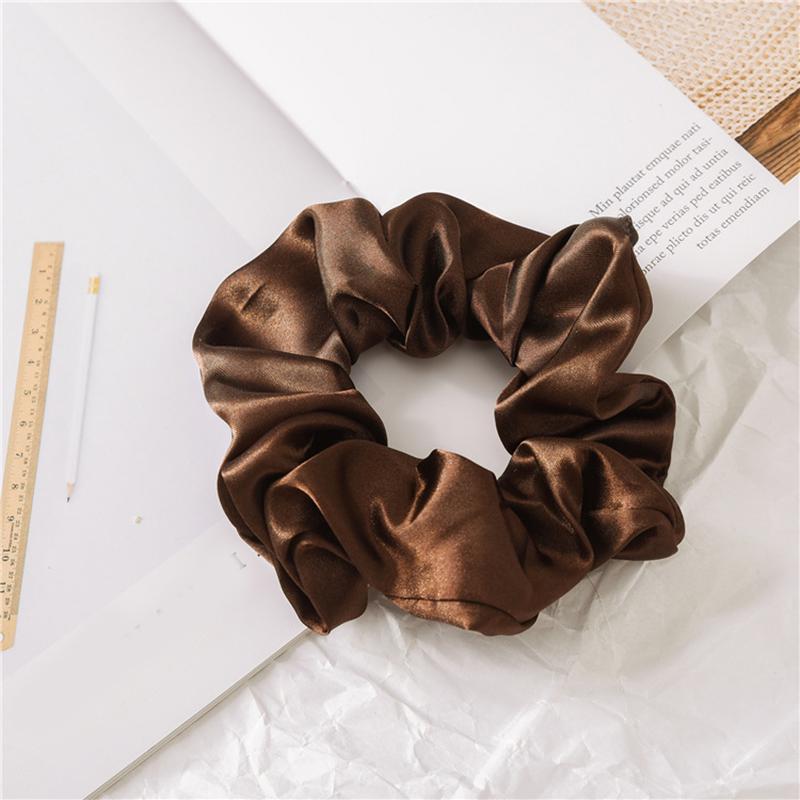 Soft Satin Silk Bright Solid Color Scrunchies Elastic Hair Bands Ties For Women Girls Ponytail Holder Hair Rope Hair Accessories