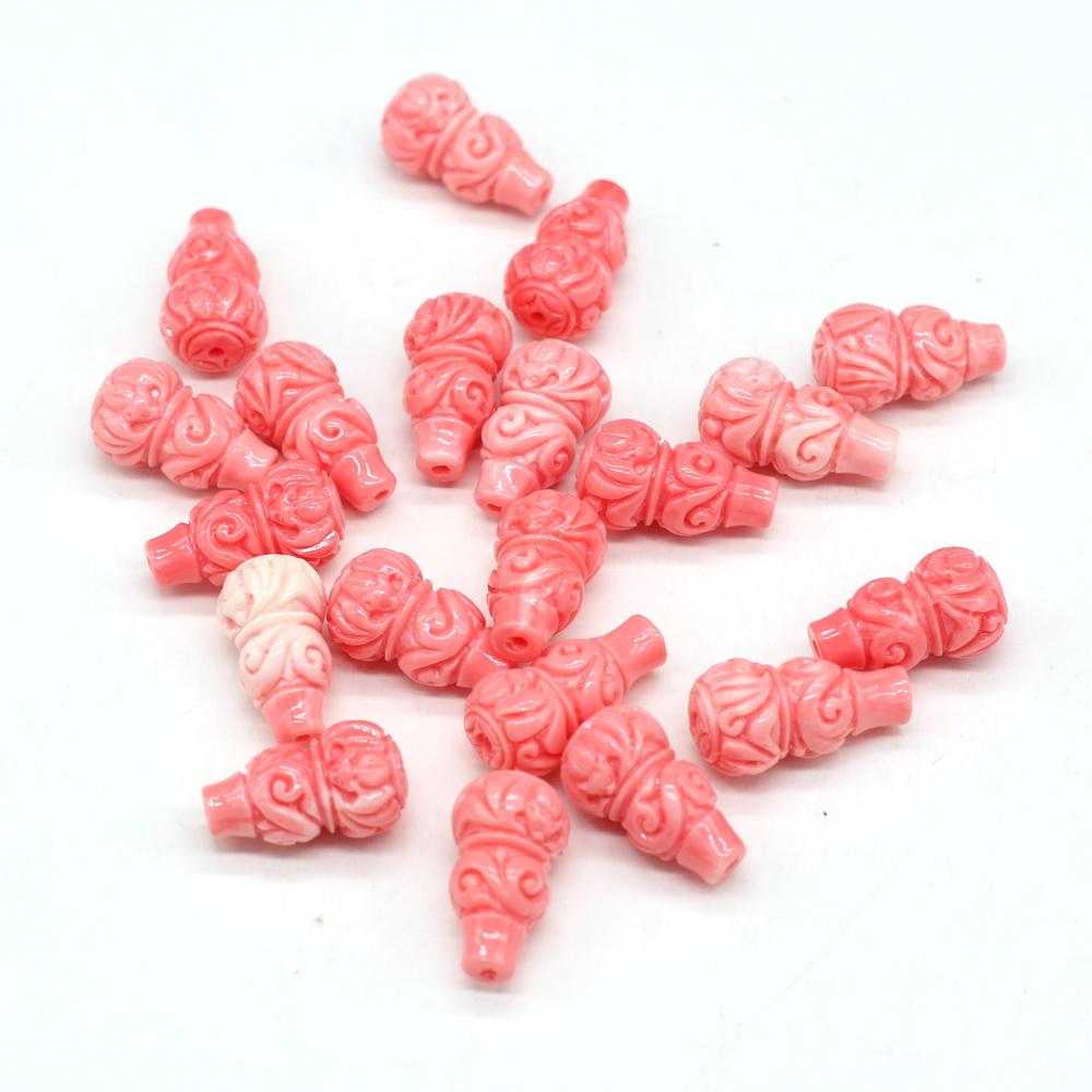 20Pcs/Pack Pink Gourd Vase Shaped Synthetic Coral Loose Beads for Jewelry Making DIY Necklaces Bracelets Accessories Mother's Day Gifts 12x20mm
