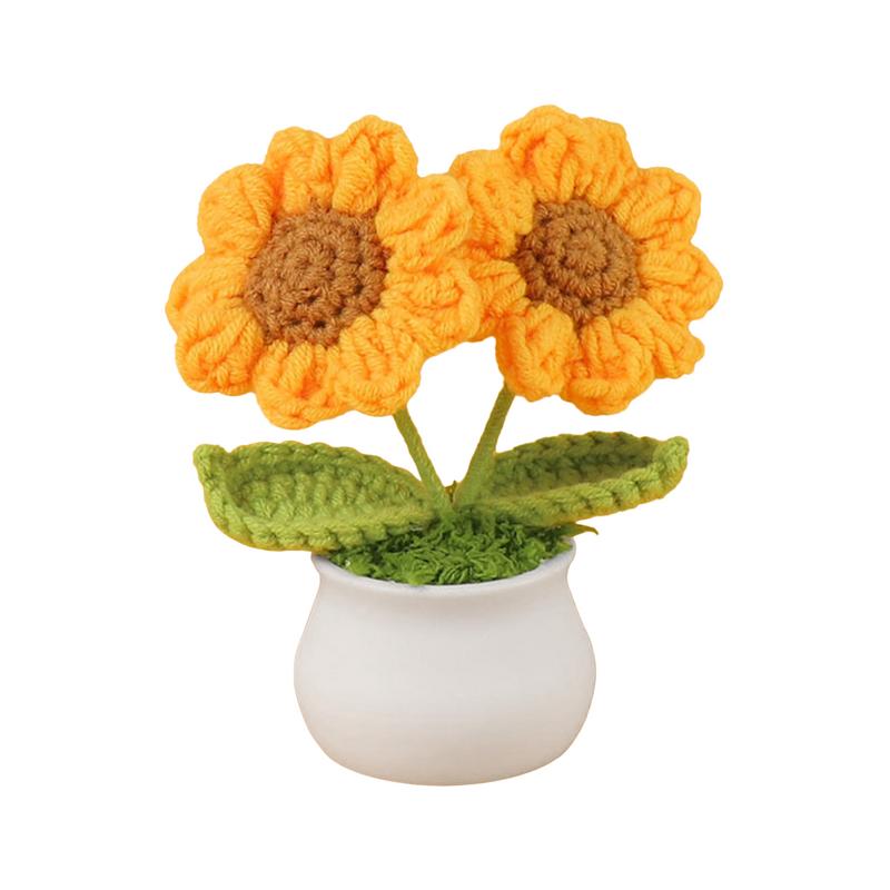 Handgefertigte Gestrickte Sonnenblume Gehäkelte Sonnenblume Kunstblume Schreibtischdeko Topfpflanzen Sonnenblumen Dekoration Tischmittelstücke