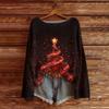 Ladies' Fashionable Casual Long Sleeved Christmas Printed Round Neck Knitted Yarn