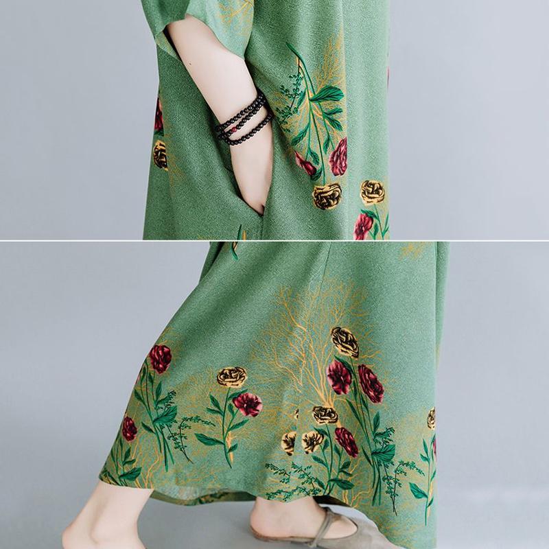 WTEMPO Зеленое женское платье больших размеров Летнее длинное платье с круглым вырезом — фото 7