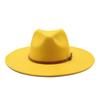 Neue 9,5CM Große Breite Krempe Winterwolle Uni Klassische Filzhüte Kappe Britischer Stil Herren Damen Panama Zylinderhut Sombreros Jazz Kirchenhut