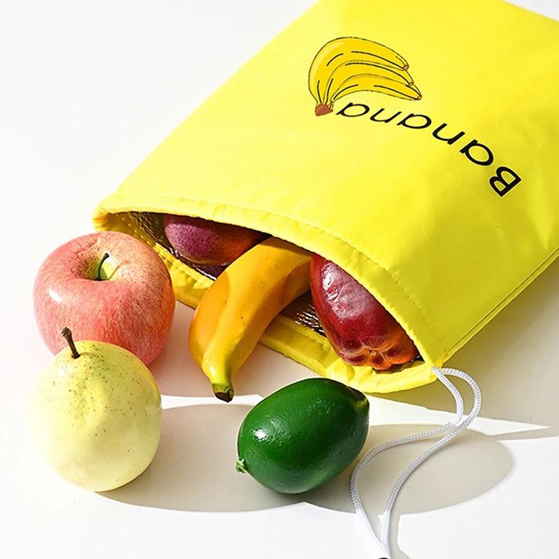 Reusable Produce Storage Bags with Drawstring Breathable Fruit and Vegetable Fresh Keeping Pouches for Kitchen Refrigerator