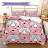 Pink Cartoon Art Pattern Bedding,Quilt Set Quilt Cover Pillowcase Home Birthday Gift (1 * Duvet Cover + 2 * Pillowcase, Without Core)