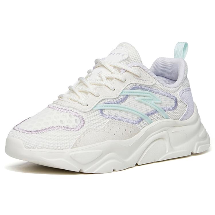 New Anta Life Collection Cushioning Anti Slip And Wear Resistant Low Top Casual Shoes Women's White Purple Blue 122228891-3