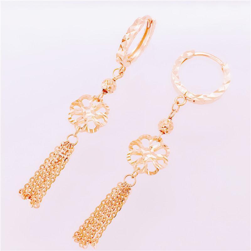 Purple Gold Hollow Fringed Earrings, Fashionable And Exquisite Temperament, Colored Gold-Plated Rose Gold Earrings.