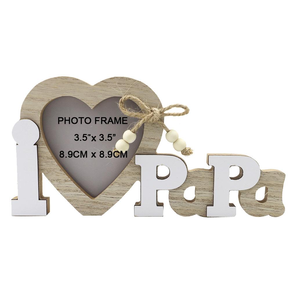 1PC Wooden Love Photo Frame Crafts for Wedding Love Photo Father's Day Papa Picture Frame English Letter Photo Frame Table Decor