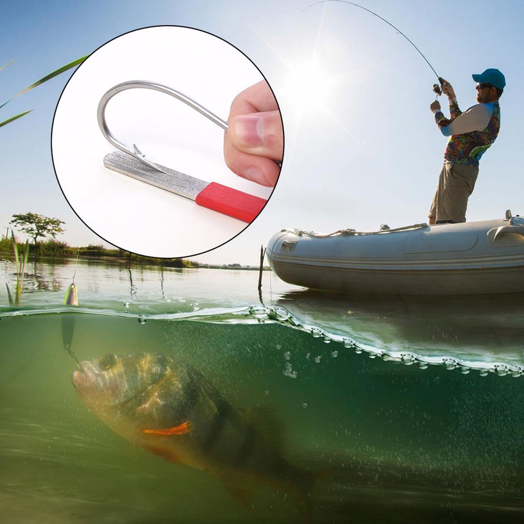 Fish Hook Hone Sharpener Double Side Fish Hook Grinding Stone Fishhook Sharpening Whetstone Diamond File Sharpening Tool