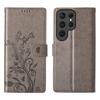 For Samsung Galaxy S25 Ultra Wallet Case Butterfly Floral Imprint PU Leather Phone Cover with Wrist Strap