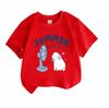 Cute Kids Boys Girls 100% Cotton Short Sleeve O-Neck T-shirt, Summer Fluffy Rabbit Blowing Electric Fan Casual Soft Breathable Tee for Children Daily