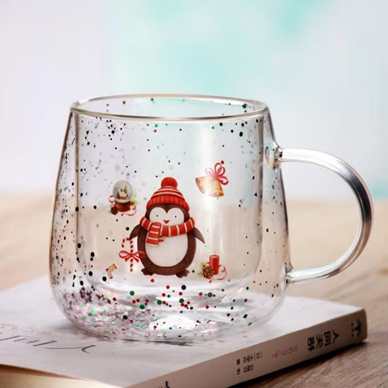 1 PC Double Wall Glass Cup 350ml /10 OZ Christmas Bubble Espresso Cup Coffee Mugs Dual Layered Glass Cups