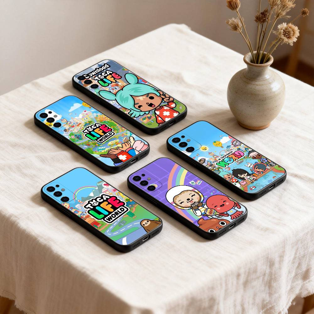 Game T-Toca Life World Phone Case For Samsung S26,25,24,23,22,30,21,10,9,Ultra,Plus,Lite Black Soft Case
