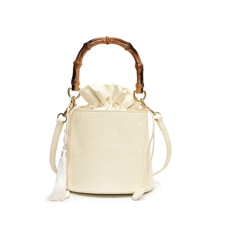 

IELGY Нишевый дизайн, новая бамбуковая сумка в китайском стиле, сумка-ведро для иностранного газа, универсальная сумка через плечо белый