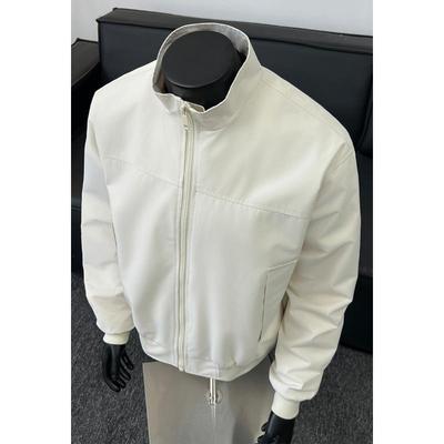 Autumn Men's Jacket American Tough Guy Style Fashion Monochrome Stand Up Collar Casual Oversize Outdoors Coat Large Size