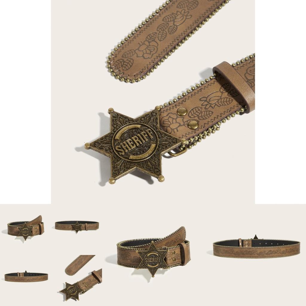 Punk Leather Belt With Metal Snap Buckle For Casual Youth Fashion