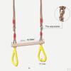 Wooden Trapeze Swing with Plastic Gym Rings for Indoor Outdoor Fun Yard Toys