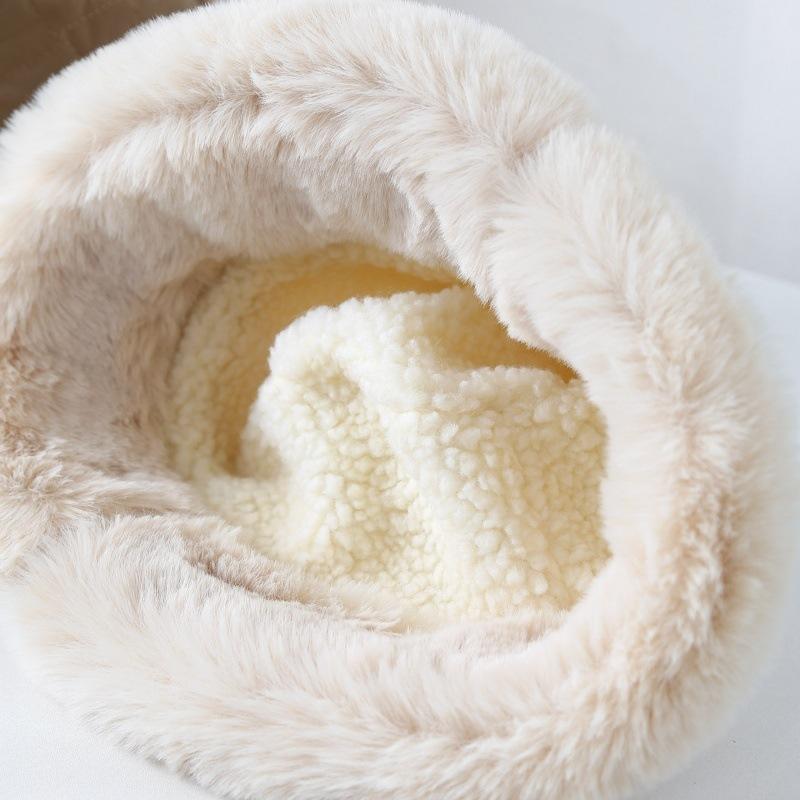 Women's Bucket Hat Winter Hats For Women Plush Fisherman Cap Simple Keep Warm Fashion Accessories Headwear
