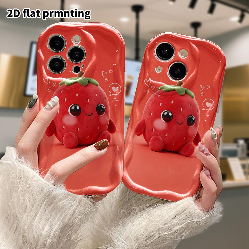 Phone case: 2D flat design suitable for iPhone 18 17 16 15 14 13 Pro protective case, strawberry doll, perfect Christmas and Halloween holiday gift