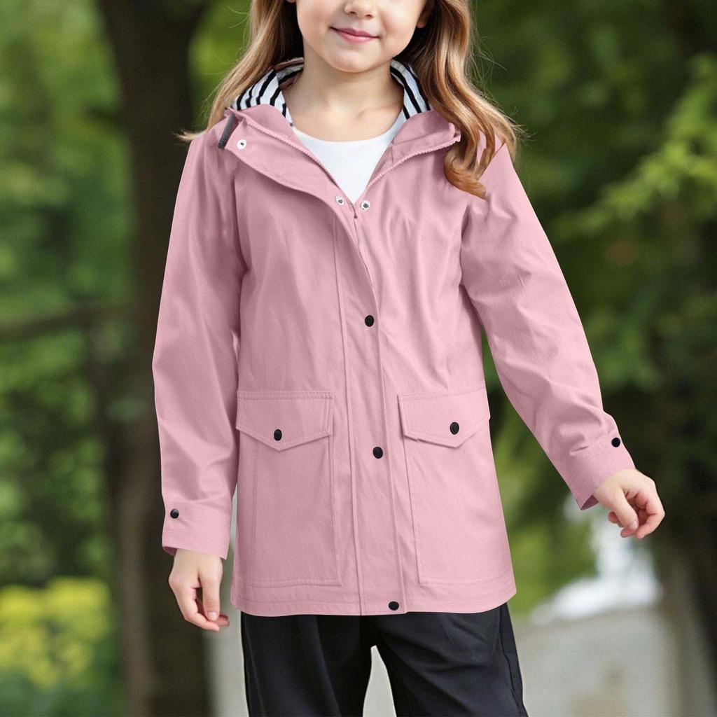 Girls' Outdoor Hiking Waterproof Hooded Jacket