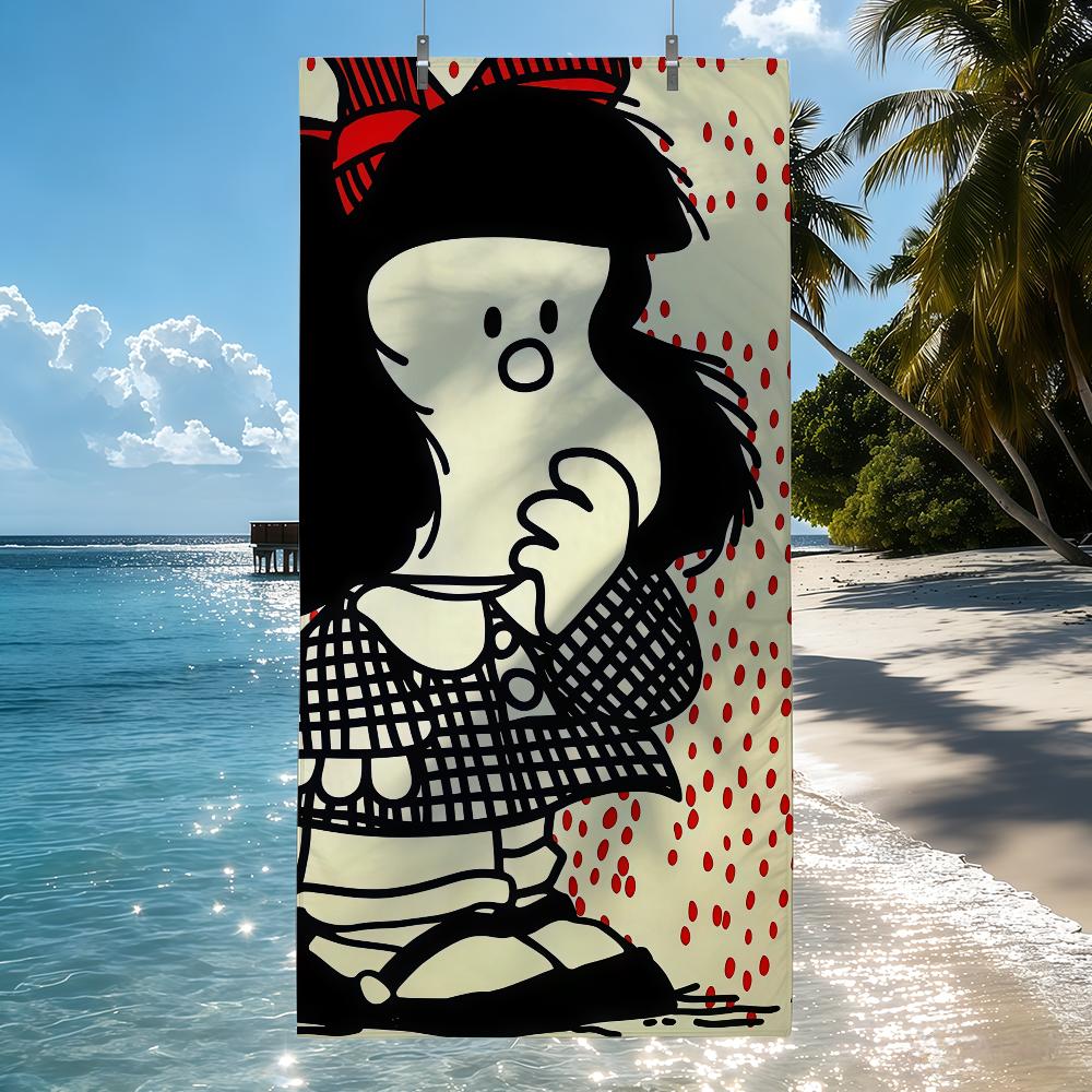 Asciugamano M-Mafalda Cartone Animato Carino Asciugatura Rapida Asciugamani da Spiaggia Sono Adatti Per Piscine Campeggio Yoga e Palestra