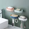 Punching-free Bathroom Soap Box Drain Hanging Soap Box Soap Storage Rack Bathroom Multifunctional Rack With Hook