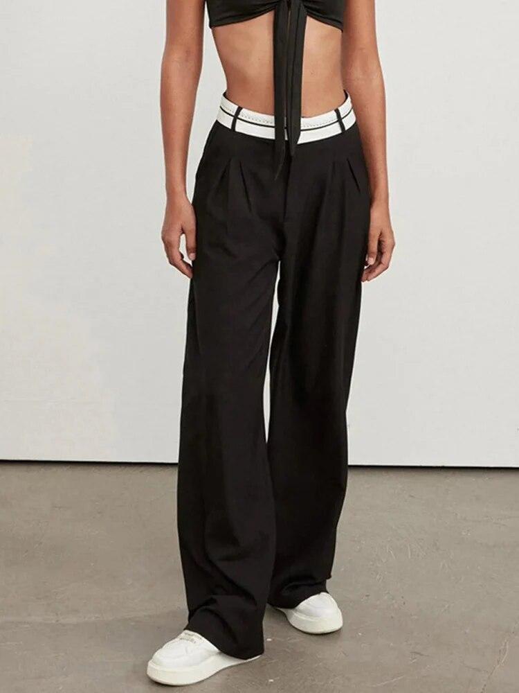 Women Casual Straight Pants 2022 Autumn Winter High Waist Pleated Office Ladies Trousers Elegant Simple Loose Female Trousers
