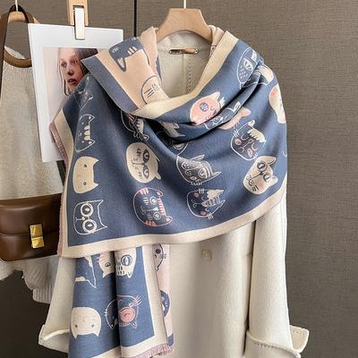 Cachecol de Inverno de Luxo Feminino Caxemira Quente Pashmina Marca Foulard Xales Envoltórios Femininos Espesso Macio Bufanda Poncho Cachecóis Estola 2024