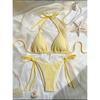 Sexy Solid Laced Up Bikini 2 Pieces Set Women Split Swimsuit Backless Beach Bikini New Summer Swimwear Bikinis Set