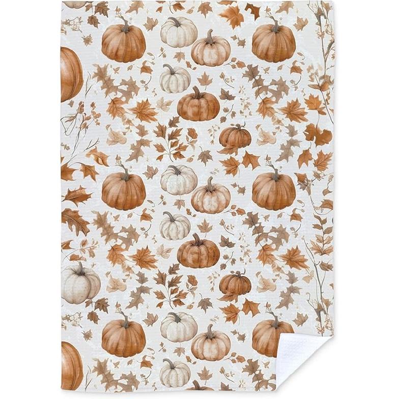 Pumpkin Decor Kitchen Towels, Pumpkin Decor Hand Towels, Fall Decorations Kitchen Towel, Fall Bathroom Decorative Towel for Bathroom, 16×24 Inches