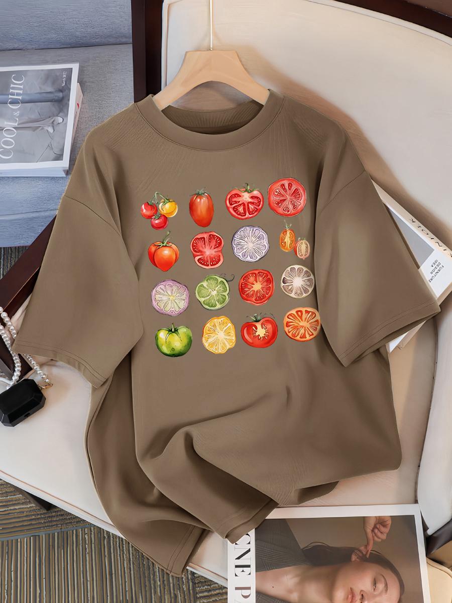 

Футболка с таблицей сортов томатов Женская летняя модная одежда Хлопковая уличная с коротким рукавом Повседневные хип-хоп футболки L