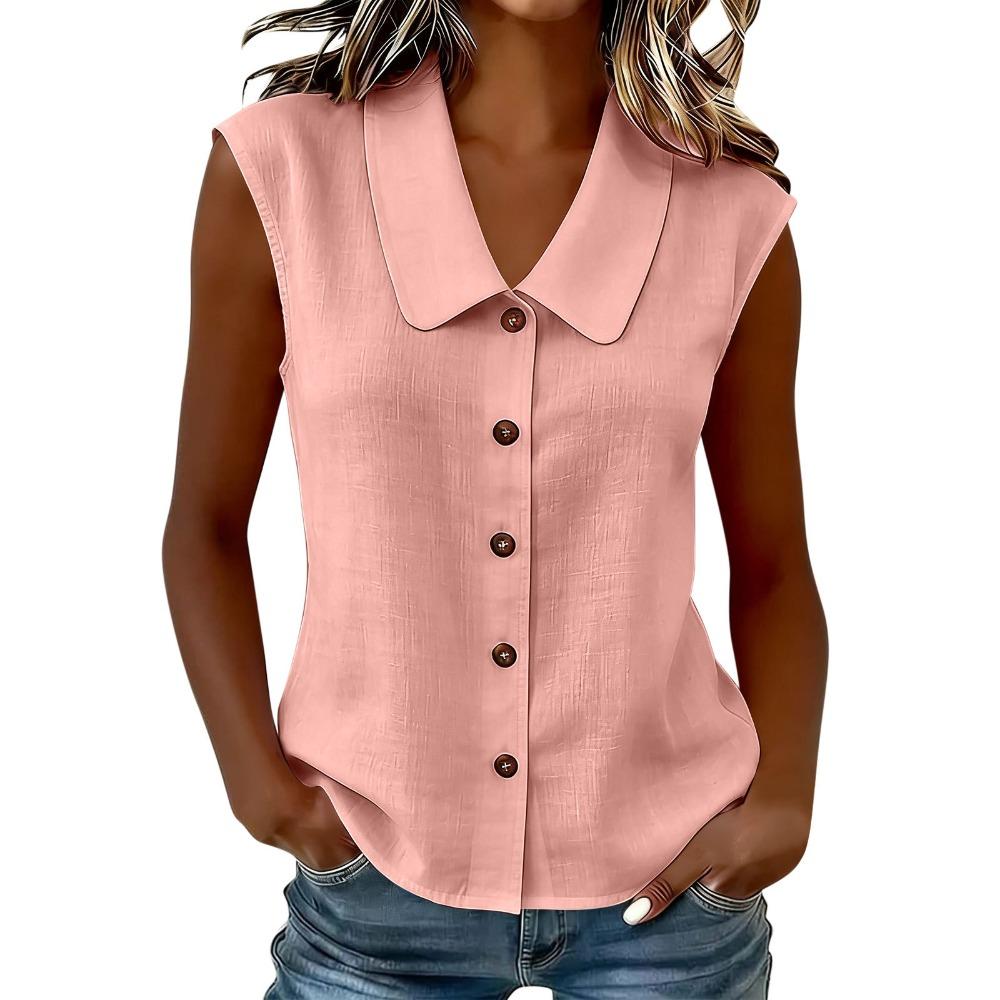 Women Elegant Commuter Sleeveless Button Cardigan Top, Fashion Blouse for Summer