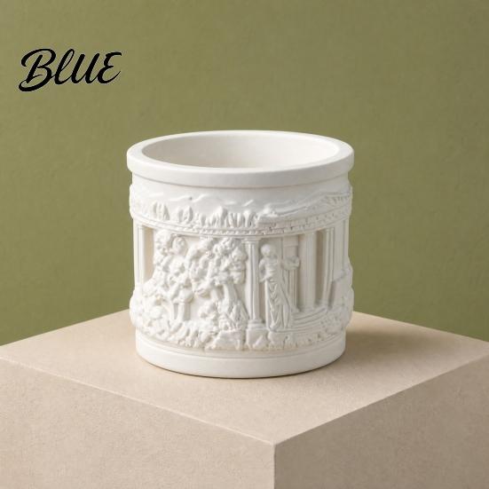 Environmentally Friendly Planter Pot Small Column Vintage Planter Mini Roman Embossed Flower Greek Relief Plant Pot Pillar Shaped Container