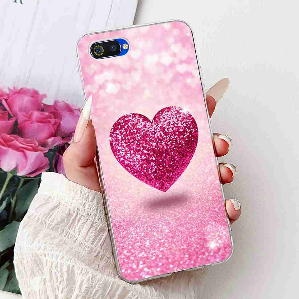 For Realme C2 RMX1941 6.1" Case Summer Fresh Mint Soft Silicone TPU Cover For Oppo Realme c2 C2 Luxurious Flowers Bumper Shell