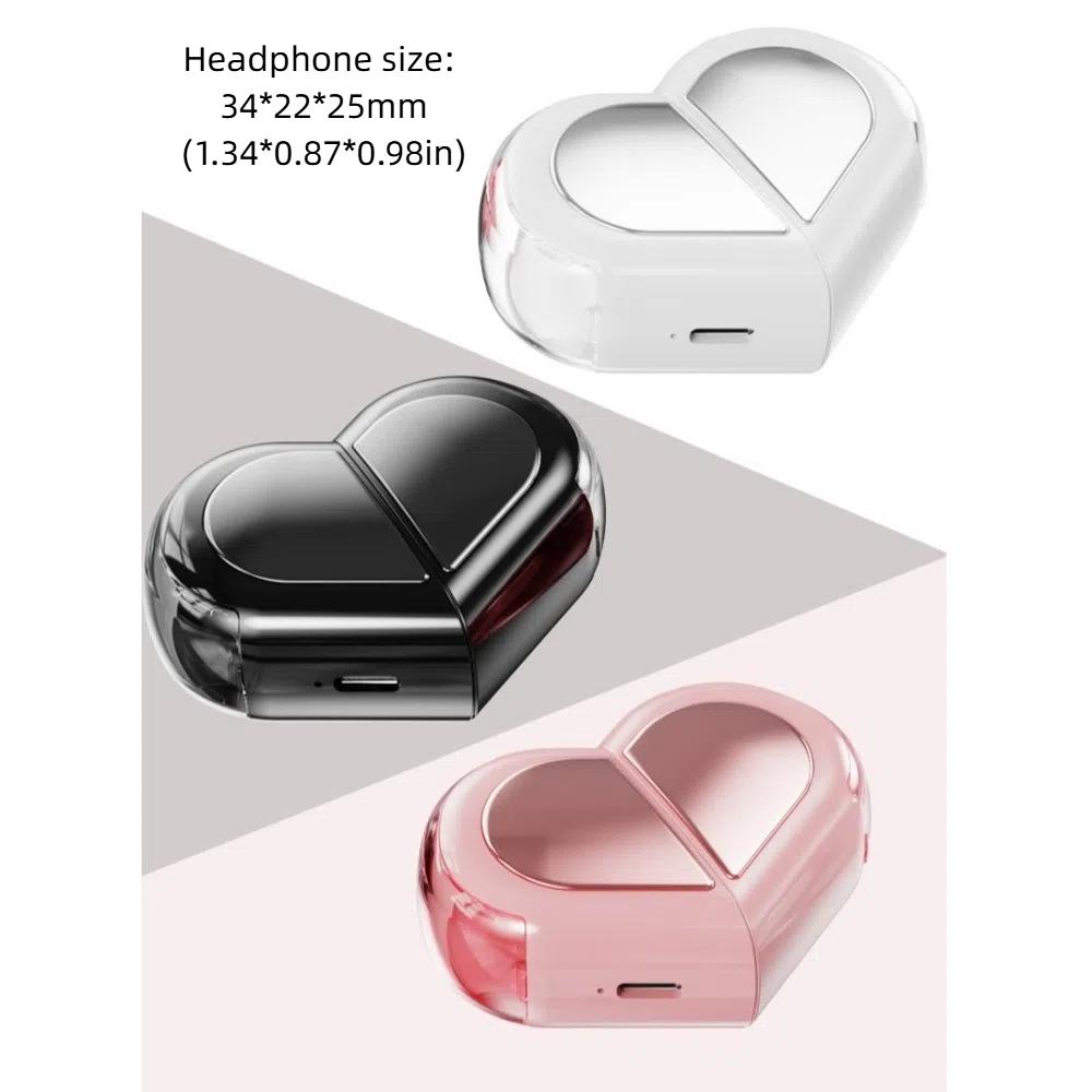 Deformation Design Heart Wireless Earbuds Mini Size Rotatable Earphones  For Small Ears