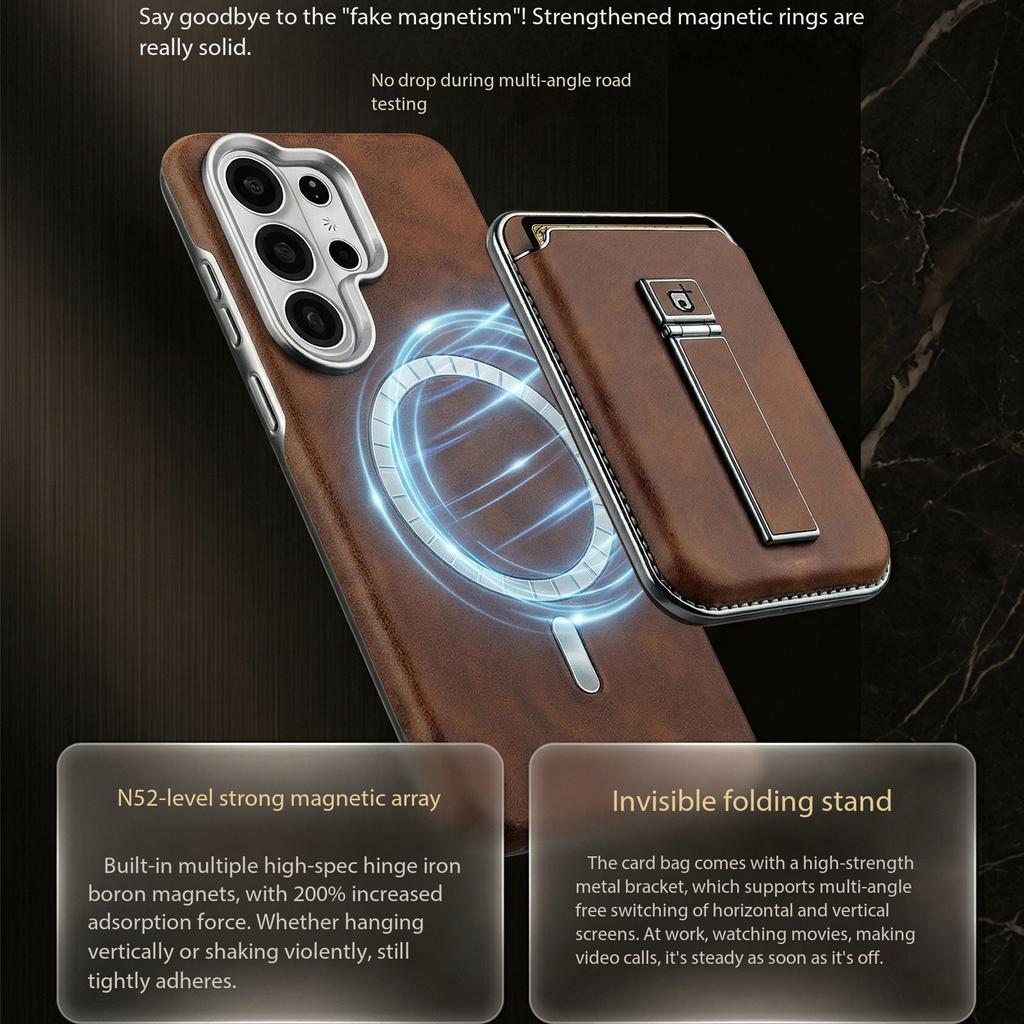 Magnetische Draadloze Oplaadbare Telefoonhoes voor Samsung Galaxy S26 Ultra S25 Plus S24 S23 Afneembare Lederen Kaarthouder Portemonneehoes