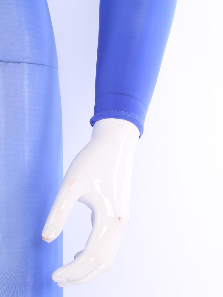 Herren Glänzender Fußbodysuit Jumpsuit Rundhalsausschnitt Langarm Scheide Öffnung Sehr Dehnbar Glänzend Nachtwäsche