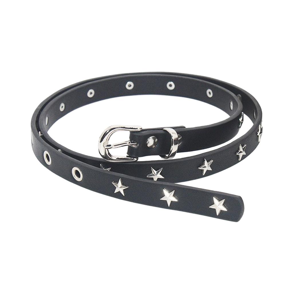 PU Leather Waist Belt with Pin Buckle Harajuku Star Rivet Waist Belt Woman Girls Jeans Dresses Skirt Coat Waistband
