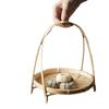 Round Snack Display Stand Weave Storage Baskets Baskets Tier Rack Bamboo Weaving Baskets  Pastries