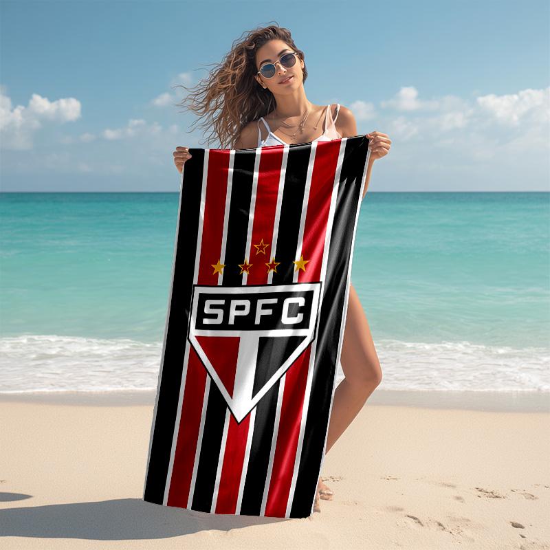 Proof Beach Towel with São Paulo FC Logo Pattern - Soft,absorbent,quick-drying,machine Washable - Perfect for Swimming,camping,bathing