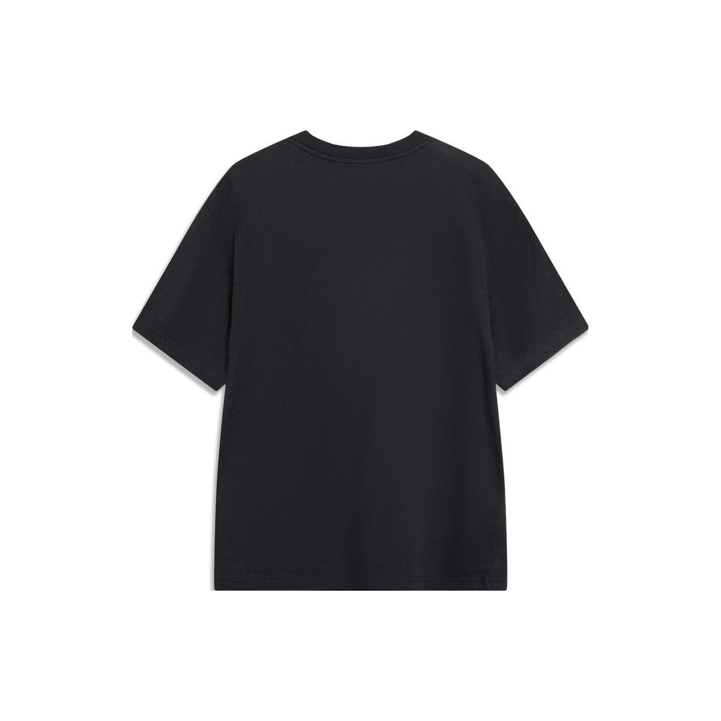 Li Ning Sports Lifestyle Series Printed Text Round Neck Pullover Short Sleeve T-Shirt Men T-Shirts Black AHST421-3