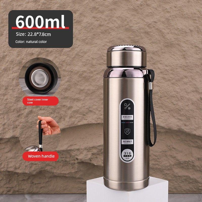 316 Steel Large-Capacity Thermos Cup for Men and Women with Filter Tea Cup Adult Business Portable Large Cup Gift Cup 600