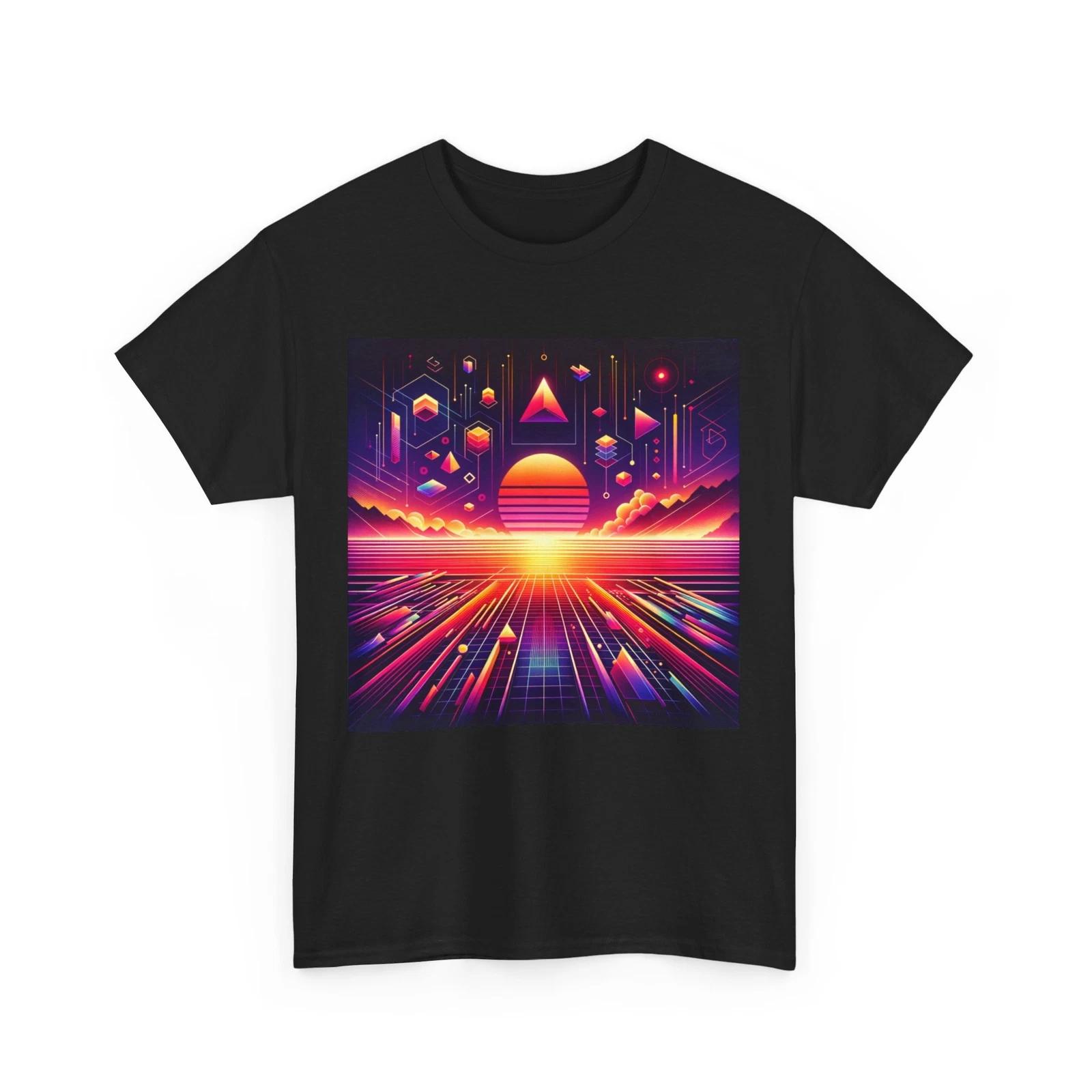 Unisex Adult T Shirt Vintage Style Synthwave Sunset Neon Retro Vaporwave Street L