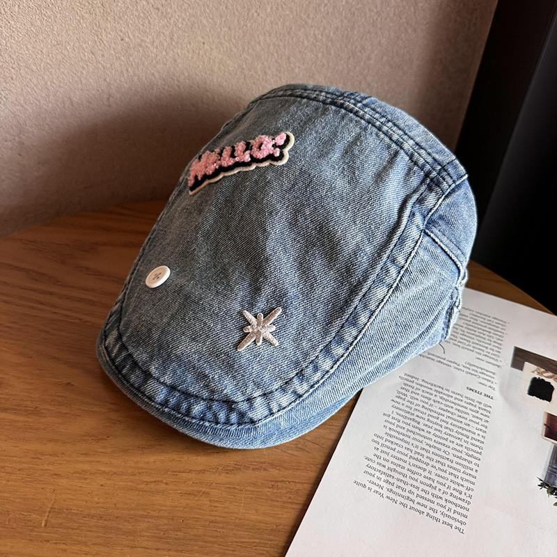 Embroidery Cotton Stars Duckbill Hat Women Sunshade Breathable Summer Fashion
